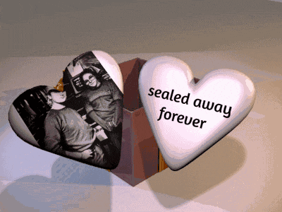 two hearts that say sealed away forever on them