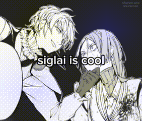 a black and white drawing of two men standing next to each other and the words siglai is cool .