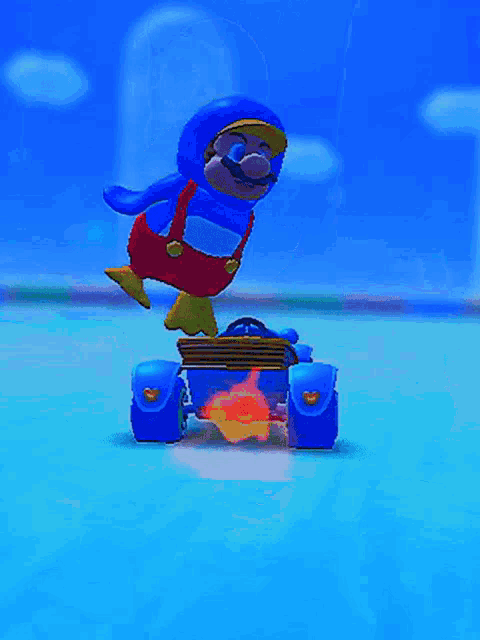 a blue car with the letter m on the front