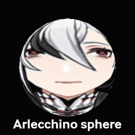 a sphere with a person 's face inside of it and the words arlecchino sphere below it
