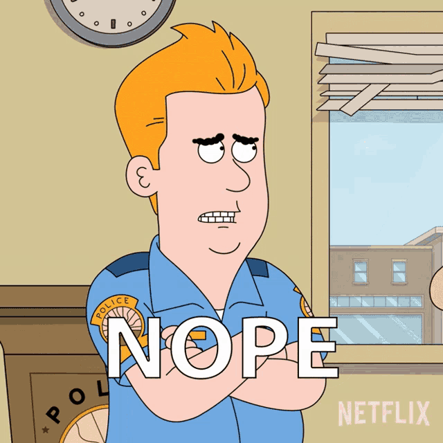 a cartoon of a police officer says nope