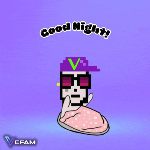 a cartoon character with a hat and sunglasses says " good night "