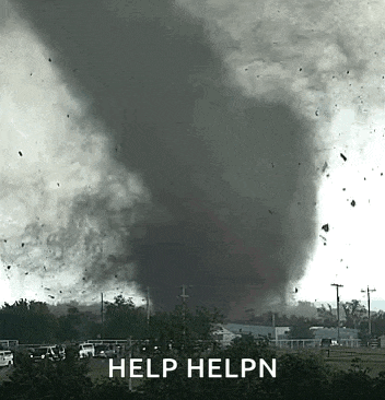 a black and white photo of a tornado with the words help helpn underneath it