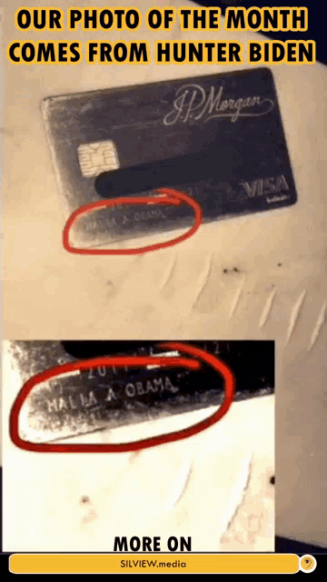 a picture of a visa card with obama 's name on it