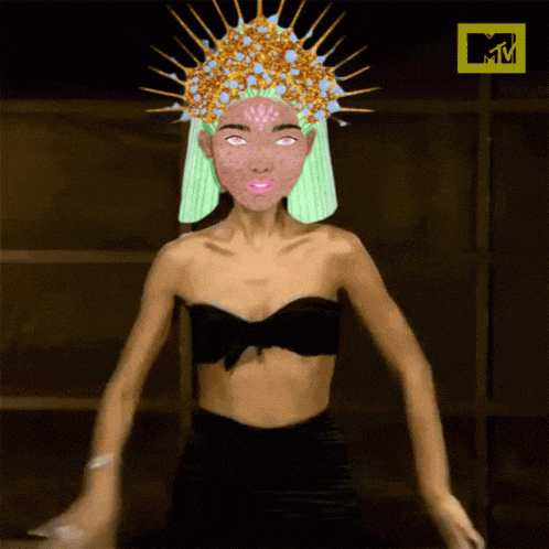 a drawing of a woman with a mtv logo