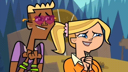 a cartoon of a man and a woman standing next to each other .