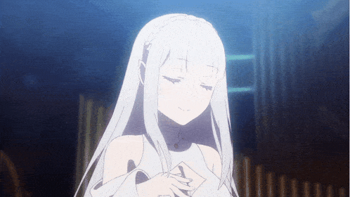 a girl with white hair and a white dress