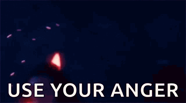 a man is standing in front of a blue and red background with the words `` use your anger '' written above him .