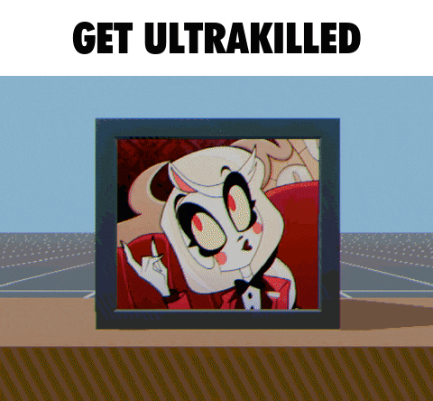 a framed picture of a cartoon character with the words get ultrakilled above it