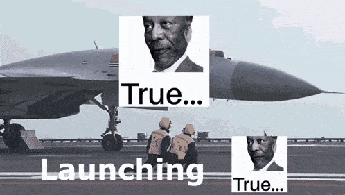 a fighter jet is being launched with the words true launching