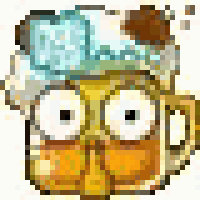 a pixel art illustration of a beer mug with foam on it .
