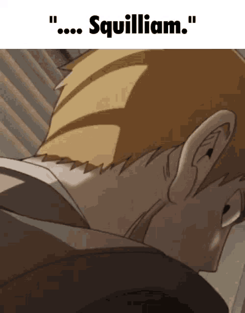 a close up of a man 's face with the words " squiilliam " below him