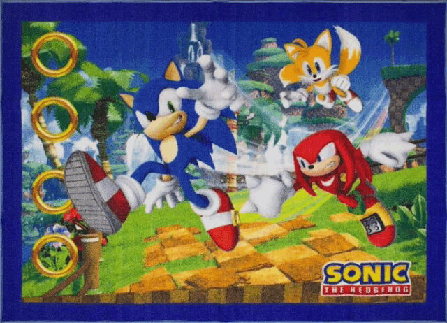 a sonic the hedgehog poster with sonic and knuckles on it