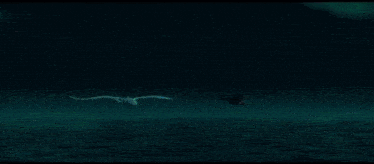 a dragon is flying through the air in front of a green light .