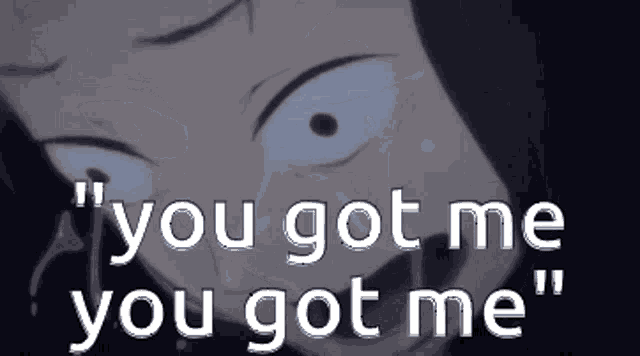a picture of a person with the words " you got me you got me " on it