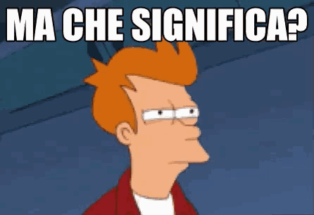 a cartoon character with red hair says ma che significa ?