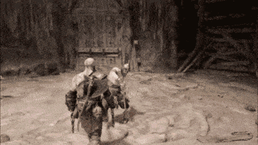 a black and white photo of a video game character