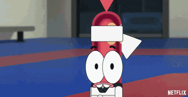 a cartoon character with a netflix logo behind him