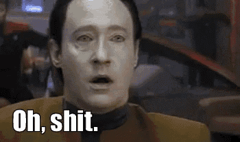 a man with a white face is making a funny face and saying `` oh , shit . ''
