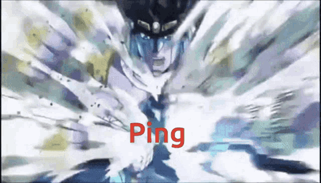 the word ping that is on a cartoon