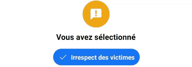 a blue button that says vous avez selectionne