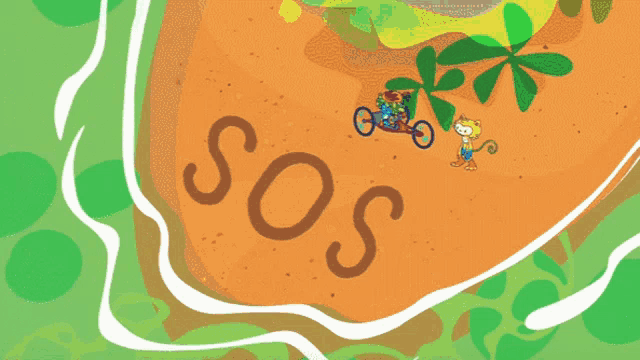 a cartoon drawing of a monkey on a bike