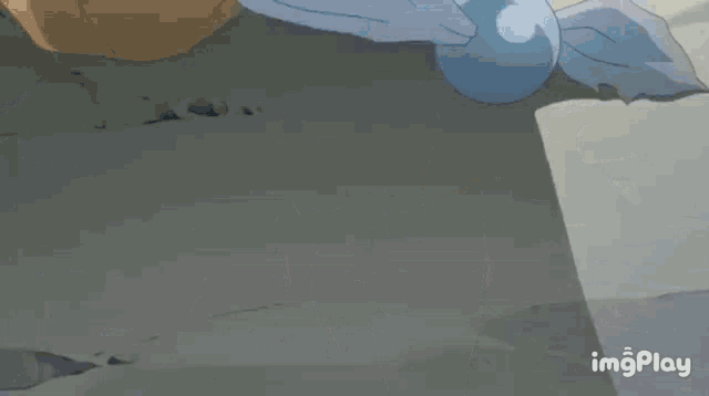 a person is kneeling down with their fist in the air and the word imgplay is on the bottom