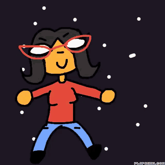 a cartoon of a woman wearing glasses and a red top