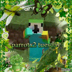 a picture of a parrot with the words parrotx2 tuesday in the corner
