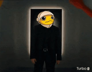 a cartoon character with a helmet on his head is walking through a tunnel with hands reaching out towards him .