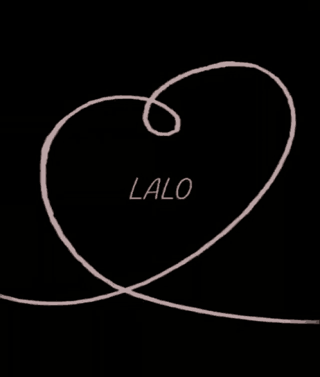a drawing of a swirl with the word lalo written on it