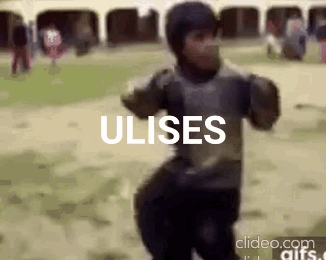 a blurred image of a person running with the word ulises written on it