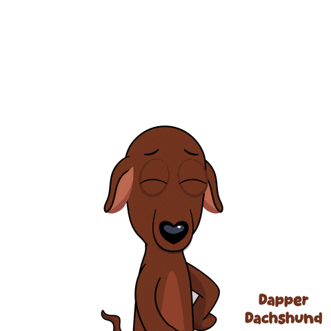 a cartoon dachshund with the name dapper dachshund below it