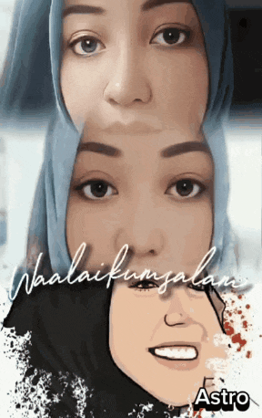 a cartoon of a woman with a hijab and the word astro on the bottom