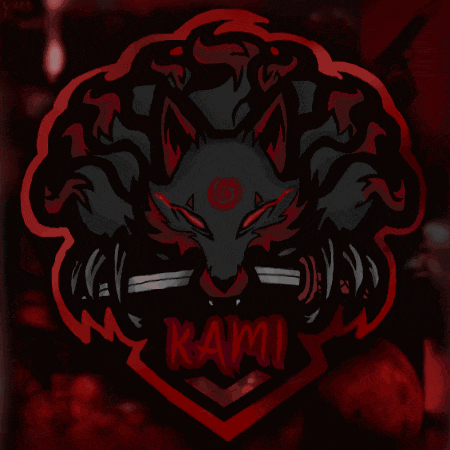 a drawing of a fox with the word kami on it