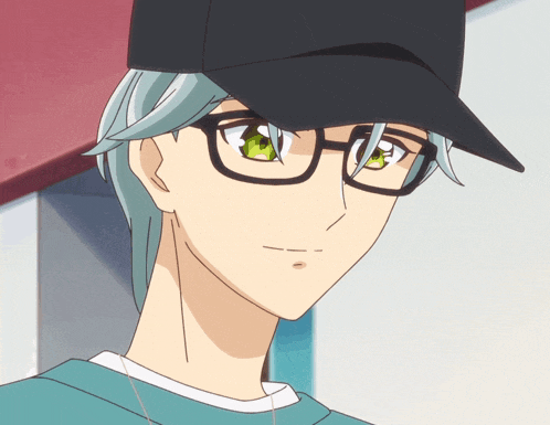 a man wearing glasses and a black hat has a star in his eye