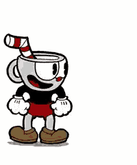 cuphead is a cartoon character with a red and white striped cane in his mouth .