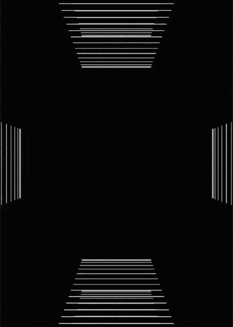 a black and white graphic of a tunnel with a square in the middle .