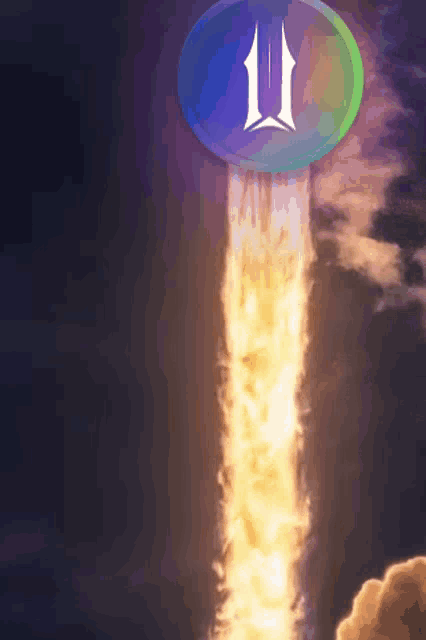 a rocket with the number 11 on it is flying through the sky