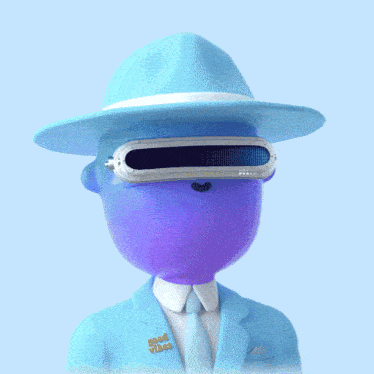 a cartoon character wearing a hat and glasses with the word wem on it