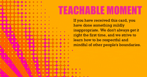 a pop art illustration of a woman wearing goggles with the words teachable moment below her