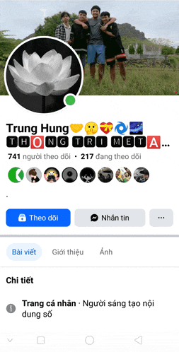 a screenshot of a facebook page for trung hung thongtrimeta
