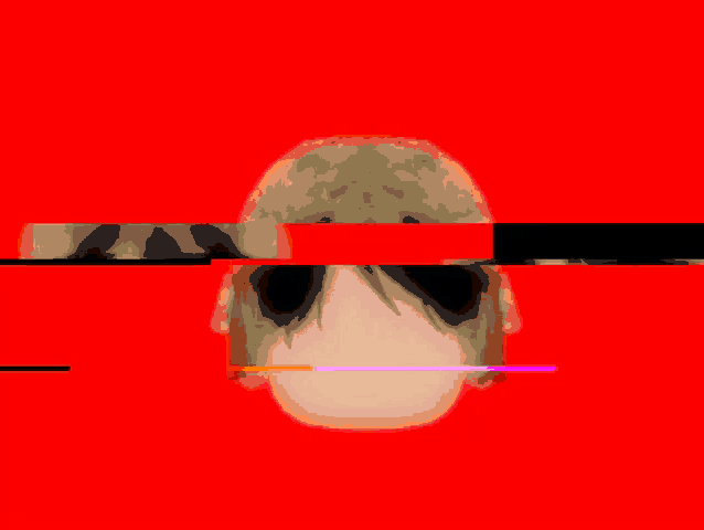 a drawing of a skull with a red background
