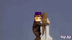 a gif of a person riding a rocket with the words gif jif on the bottom