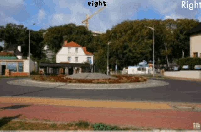 a picture of a roundabout with the words right and right underneath it