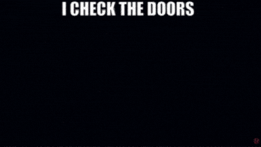 a man singing into a red microphone with the words " i check the doors " on the bottom