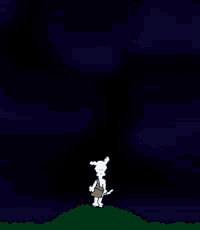 a cartoon dog is standing in front of a heart shaped firework display