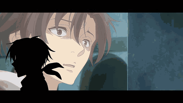 a silhouette of a person with a scarf around their mouth