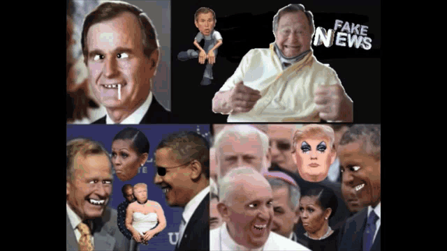 a collage of images with fake news written on the top