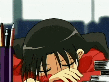 a cartoon drawing of a person covering their face